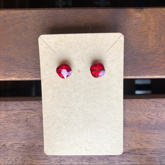 Ruby Red Studs | Christmas Earrings 🎄 - Picture 3 of 3